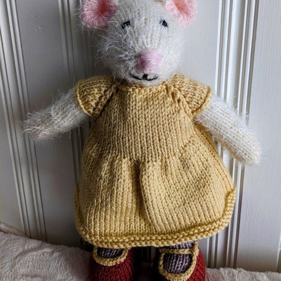Meet Nelly Mouse handmade tricot stuffed animal baby shower -birthday gift 15 in - Picture 7 of 14